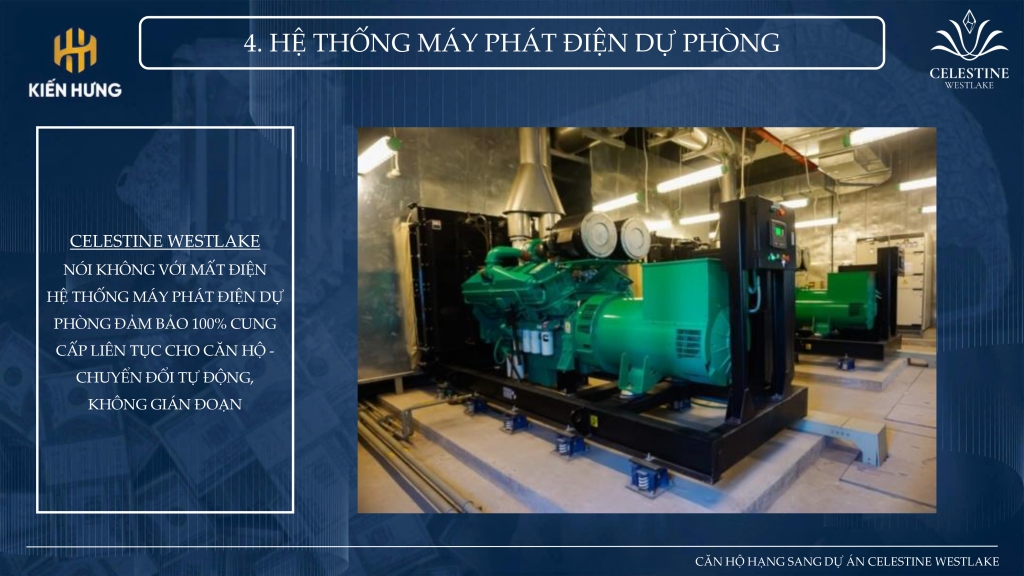 Hệ thông máy phát điện Celestine Hồ Tây