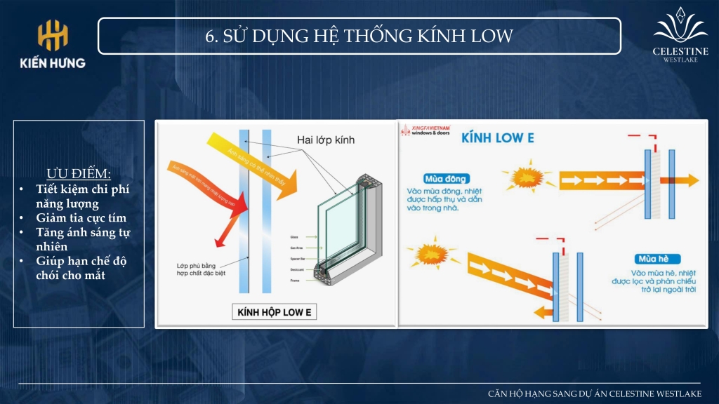 Hệ kính low - i 3 lớp Celestine Hồ Tây