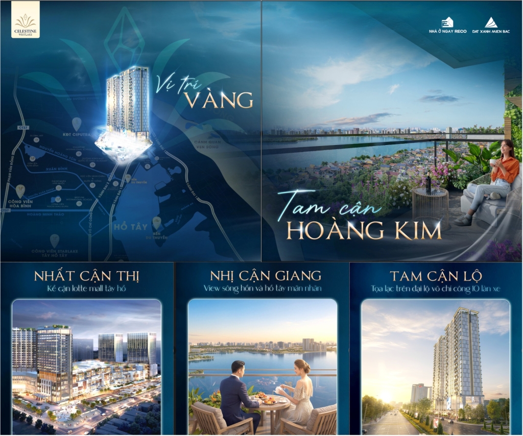 Liên kết giao thông từ dự án Celestine Westlake qua cầu Nhật Tân đi sân bay quốc tế Nội Bài, Khoảng cách từ biệt thự trên không Duplex Celestine Westlake ra mặt nước Hồ Tây