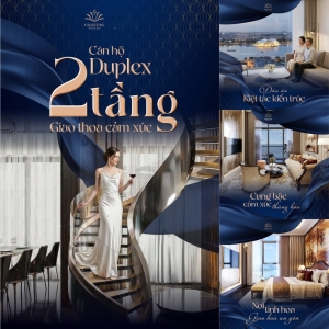 Thiết kế phòng khách trần thông tầng cao 7.2m biệt thự trên không Duplex Celestine Westlake Tây Hồ