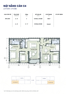 Bản vẽ mặt bằng 2D chi tiết căn hộ 3 phòng ngủ chung cư Celestine Westlake - mã căn