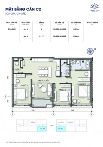 Bản vẽ mặt bằng 2D chi tiết căn hộ 3 phòng ngủ chung cư Celestine Westlake - mã căn 05