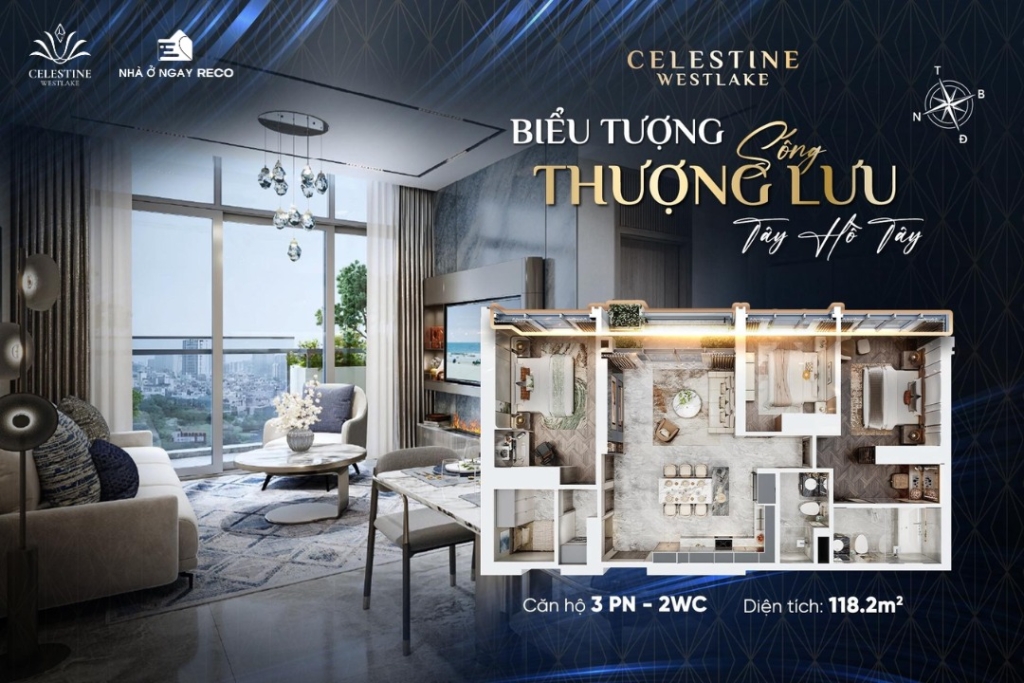 Thiết kế căn 3 PN chung cư Celestine Westlake